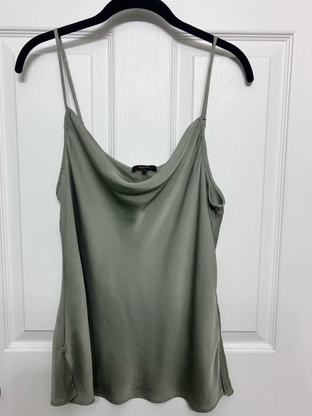 Quince sage colored cowl neck stretchy silk camisole - size large - Picture 1 of 5
